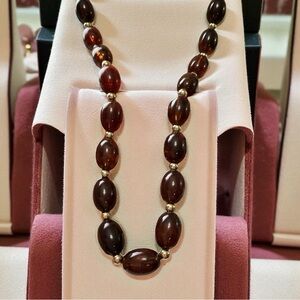 Vintage Lucite Amber Color  Beaded Necklace